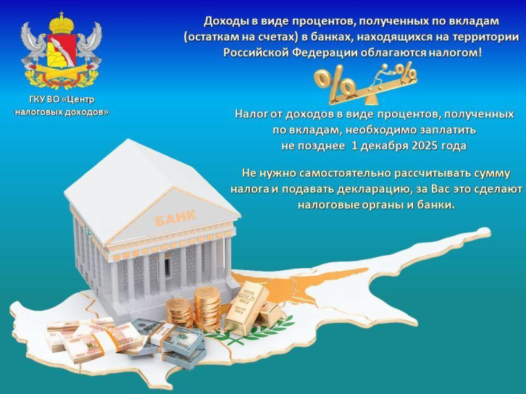 ДОХОДЫ В ВИДЕ ПРОЦЕНТОВ, ПОЛУЧЕННЫХ ПО ВКЛАДАМ В БАНКАХ, НАХОДЯЩИЕСЯ НА ТЕРРИТОРИИ РОССИЙСКОЙ ФЕДЕРАЦИИ, ОБЛАГАЮТСЯ НАЛОГОМ.